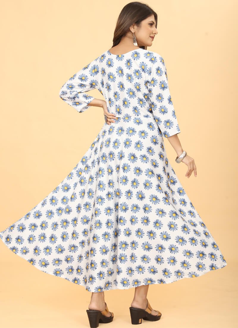 Feel the Glamour with White Georgette Floral Printed Dress image 3