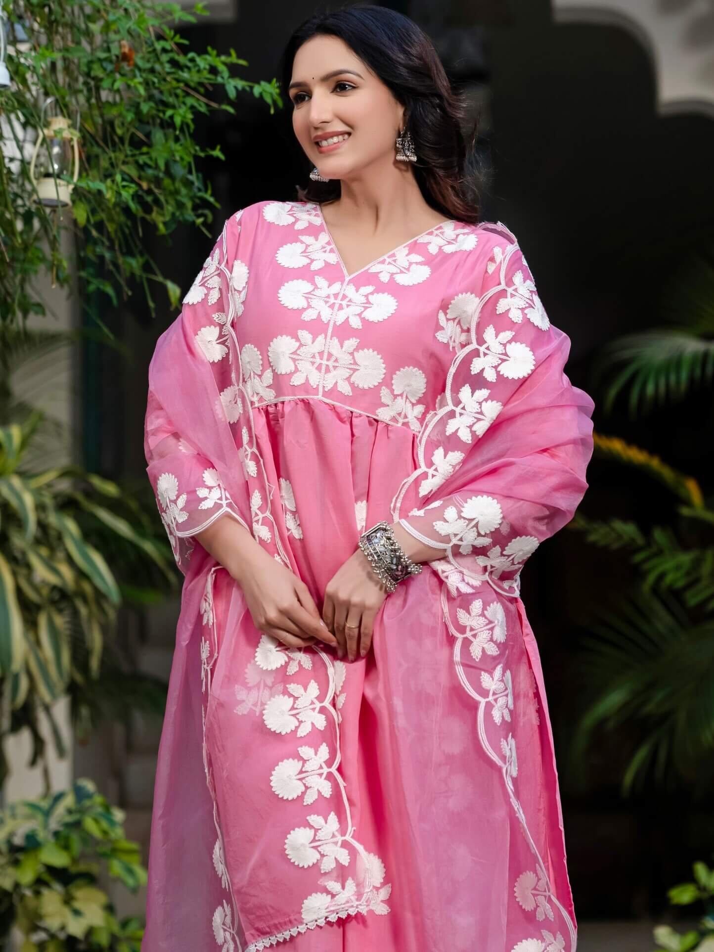 Step Into Fabulous with Pink Roman Silk Embroidered Kurta Pant Set With Dupatta image 3
