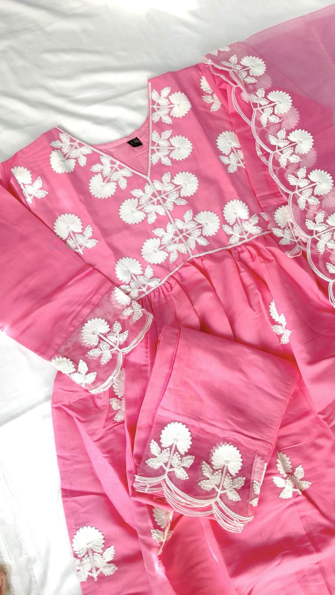 Step Into Fabulous with Pink Roman Silk Embroidered Kurta Pant Set With Dupatta image 4