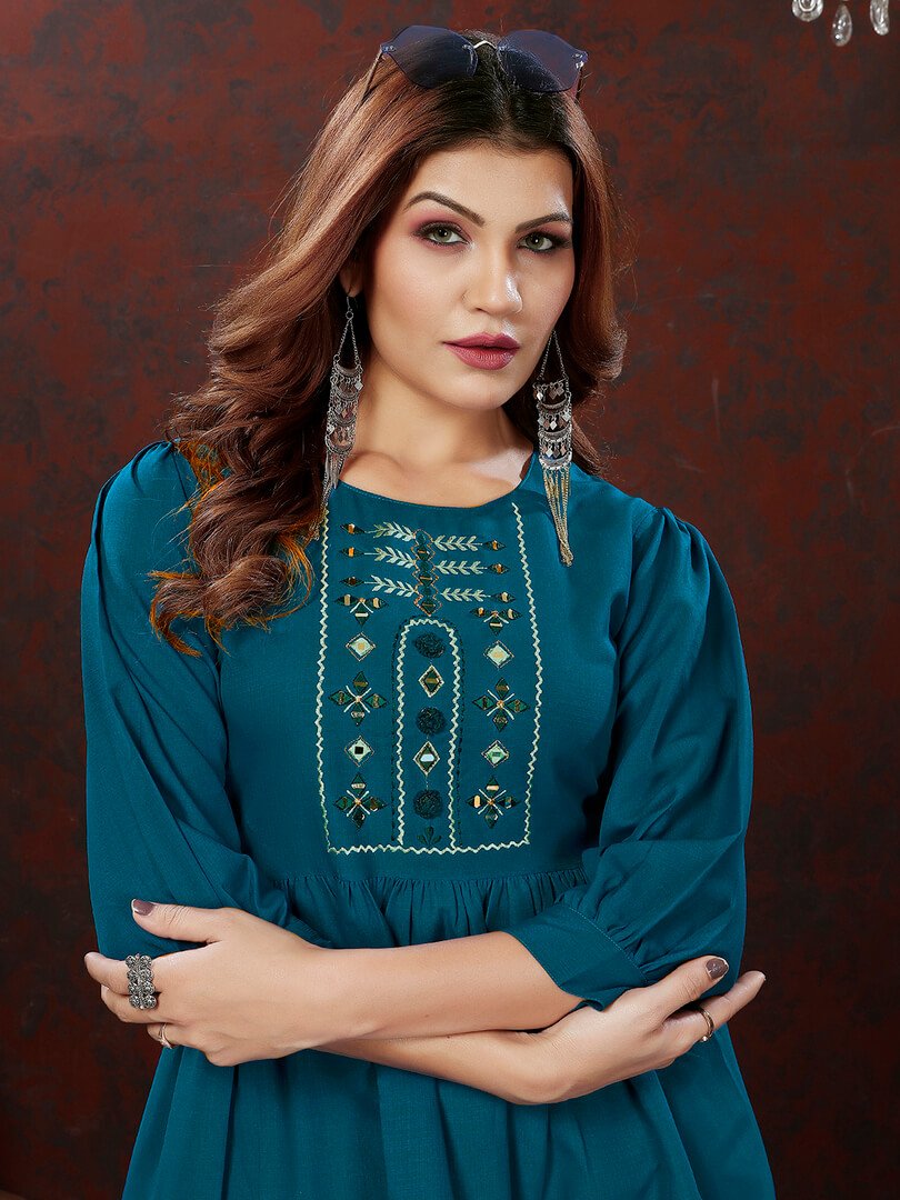 Shimmer and Shine with Blue Cotton Handwork Co-Ord Set image 3
