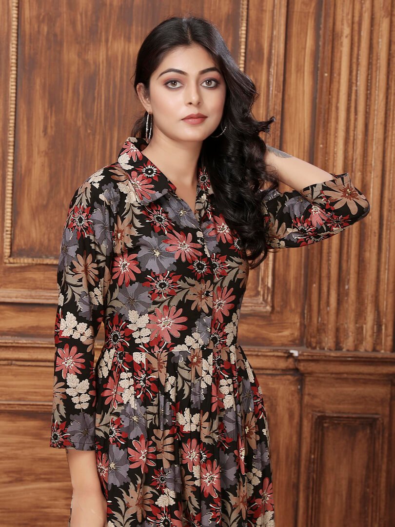 Refine Your Glow with Black Rayon Printed Co-Ord Set image 3