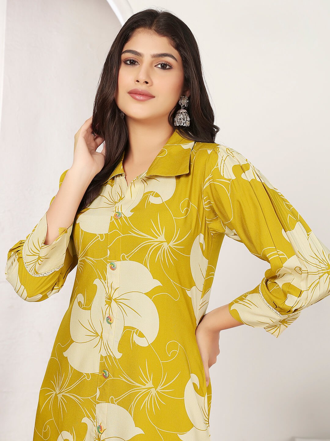 Rock the Glam with Yellow Printed Rayon Co-Ord Set image 3