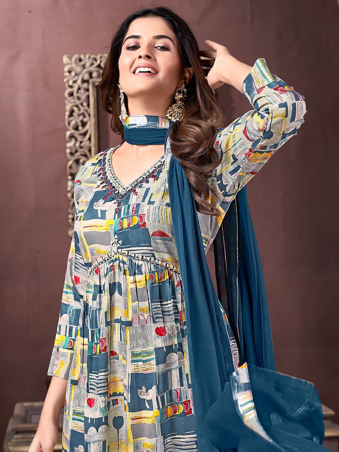 Enhance Your Essence with Multicolor Printed Rayon Kurta Set image 3