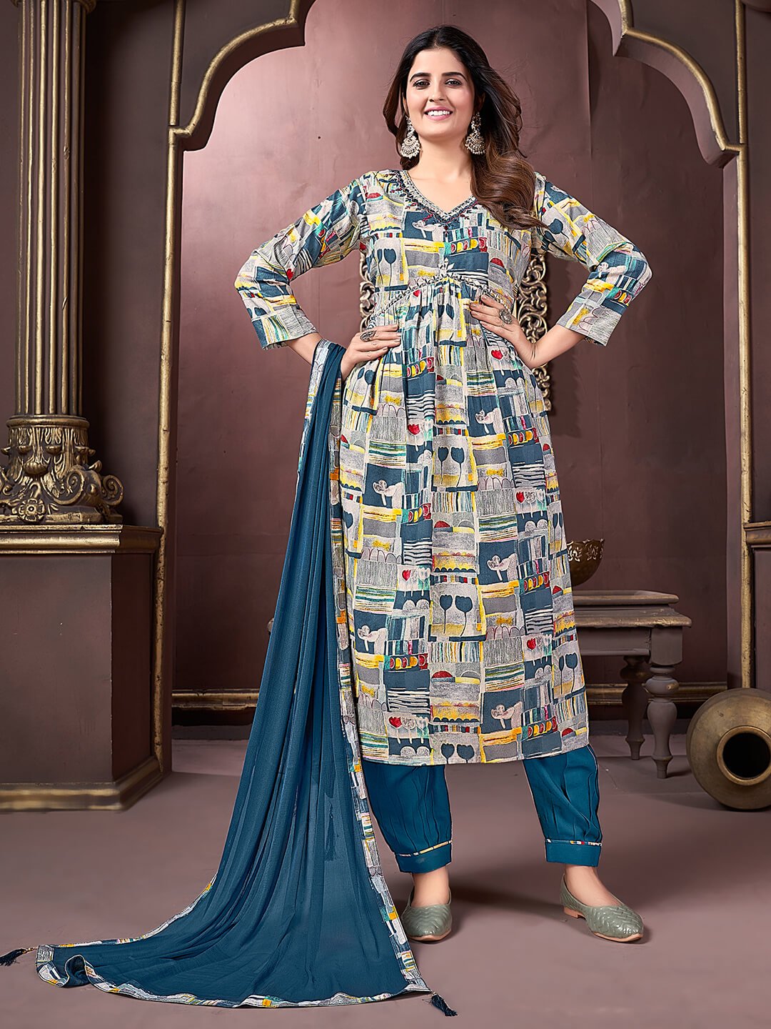 Enhance Your Essence with Multicolor Printed Rayon Kurta Set image 2