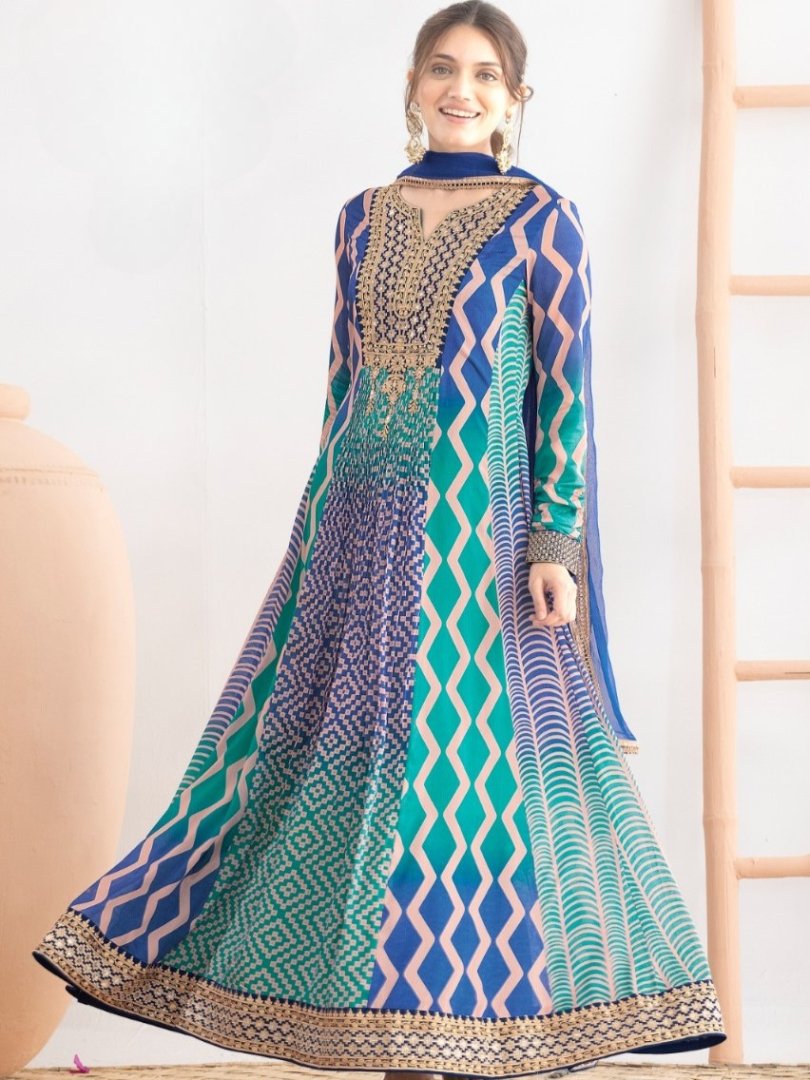 Step Into Elegance with Dual Colour Chinnon Anarkali Kurta With Chiffon Dupatta image 2
