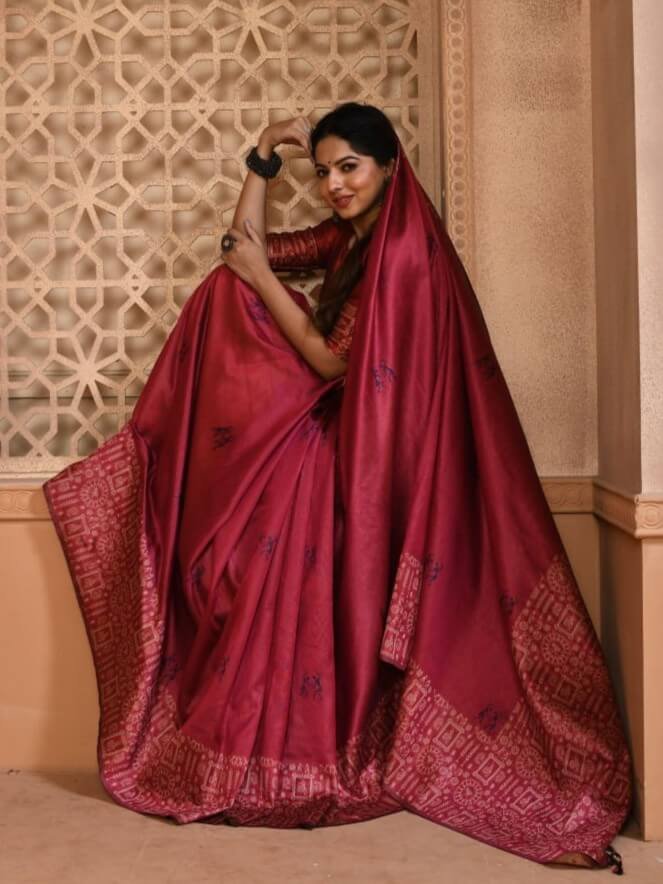 Feel the Glamour with Rose Pink Bangalori Handloom Raw Silk Saree With Border image 2