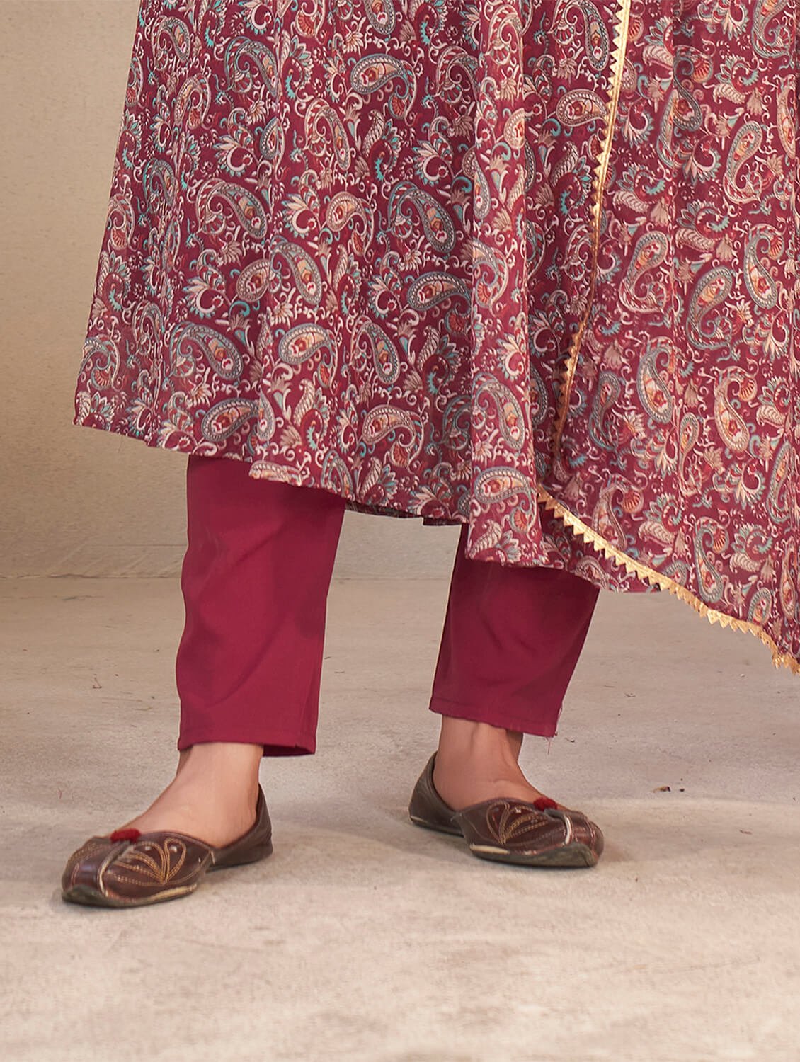 Style It Up with Maroon Georgette Printed Anarkali Suit Set image 5