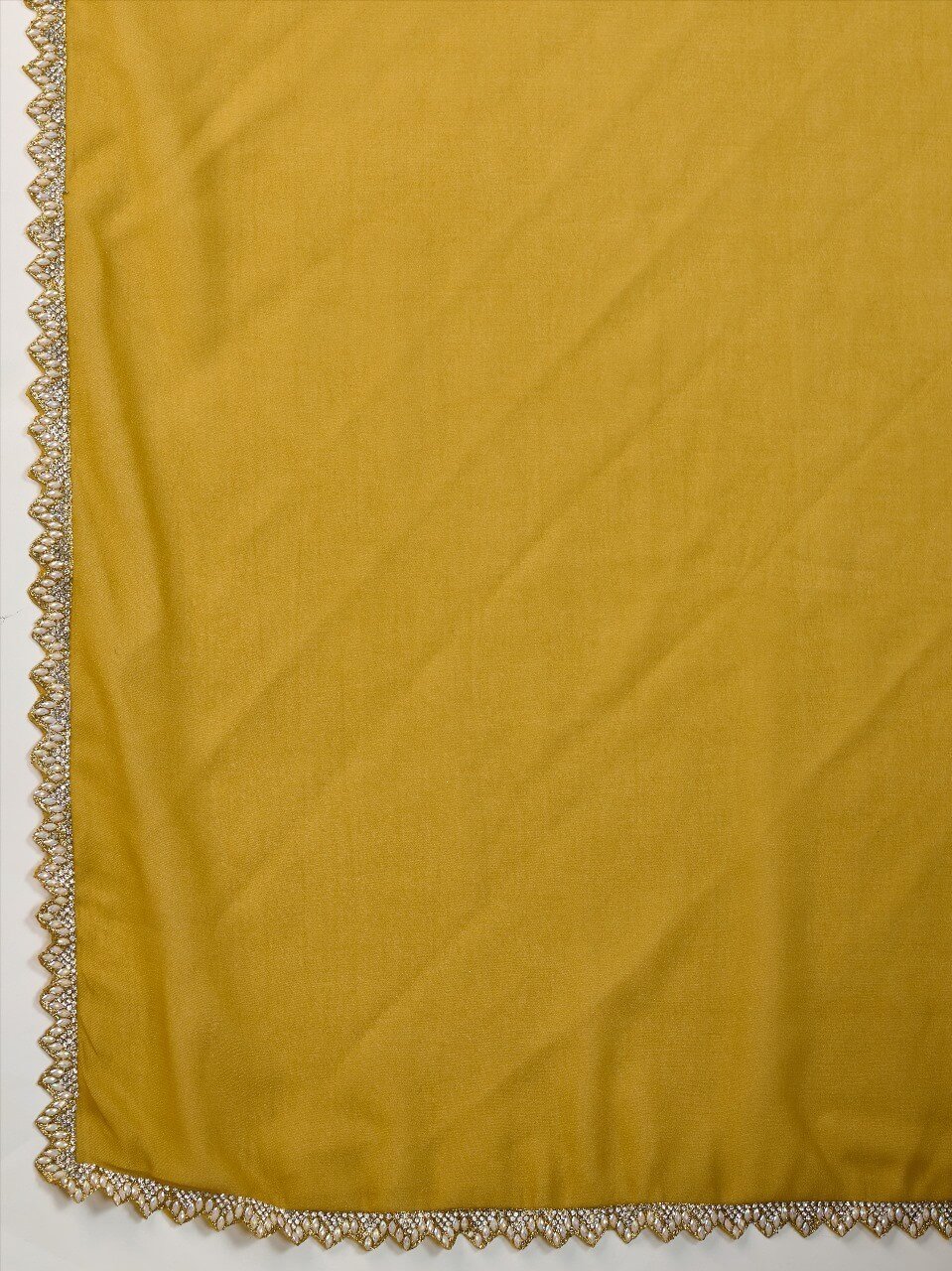 Gild Your Glamour with Mustard Yellow Georgette Saree With Lace Border image 3