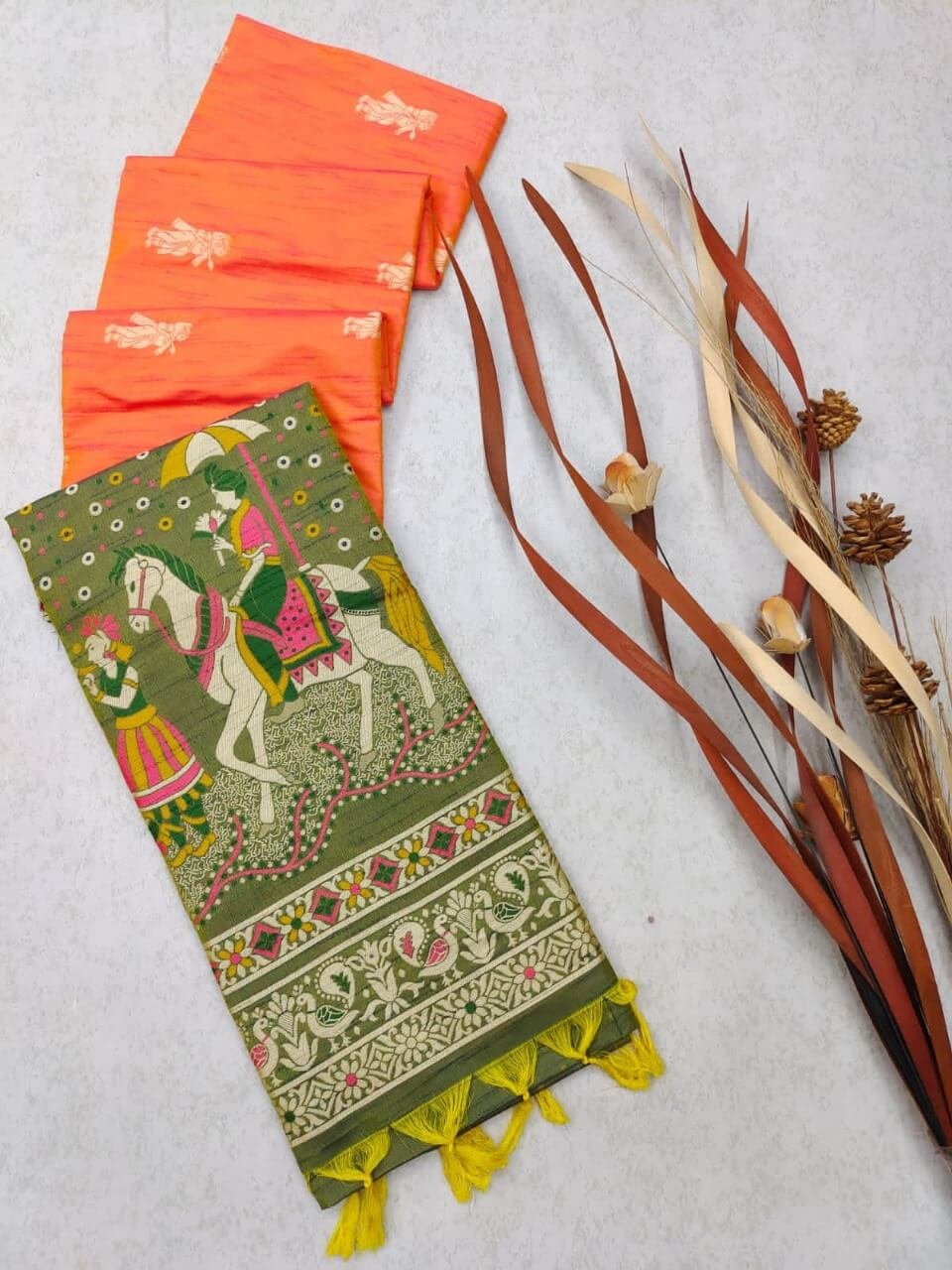 Chic and Sleek with Peach Raw Silk Saree With Contrast Pallu image 3