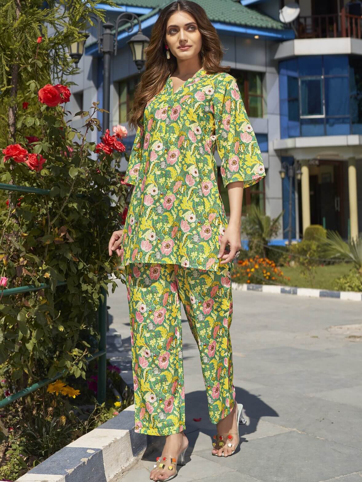 Green Printed Cotton Co-Ord Set