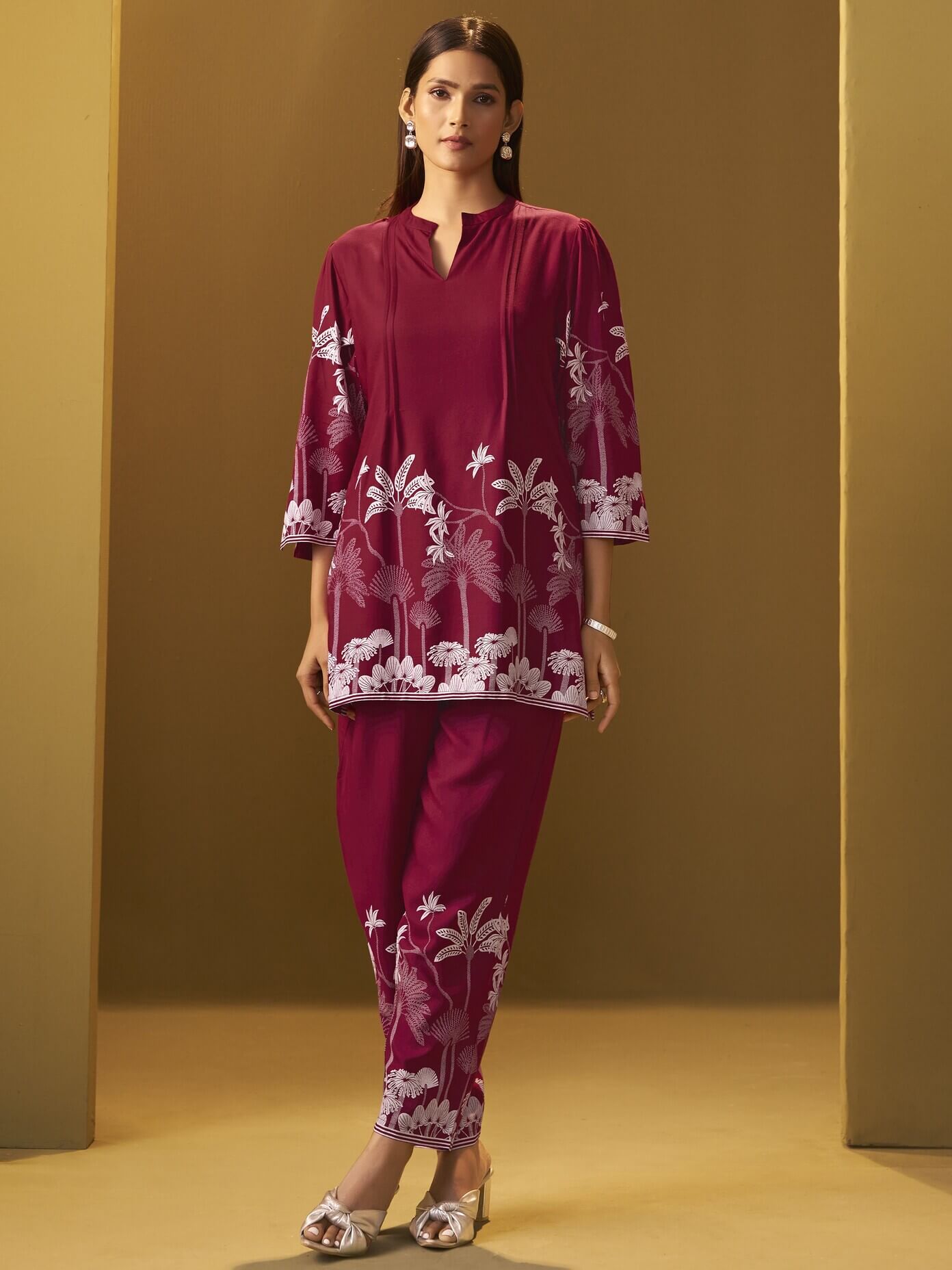 Red Printed Rayon Co-Ord Set